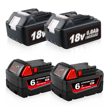 For 18V M18 Milwaukee batteries 2 pack & Makita BL1860 Batteries 2 pack Replacement | 6.0ah  Li-ion Battery