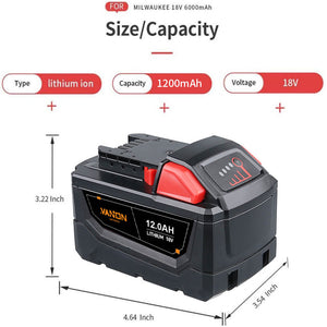 For Milwaukee 18V Battery 12Ah Replacemnt | M18 Batteries