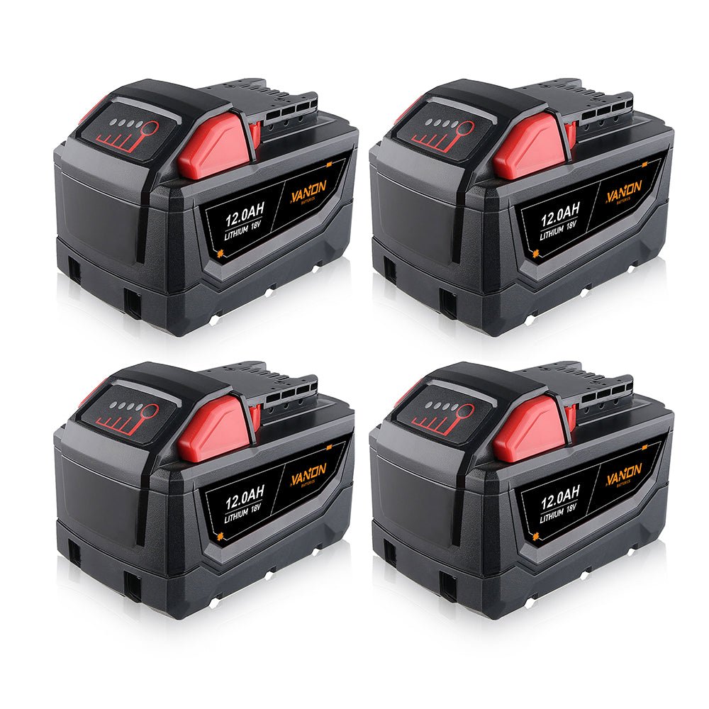 For Milwaukee 18V Battery 12Ah Replacemnt | M18 Batteries 4Pack