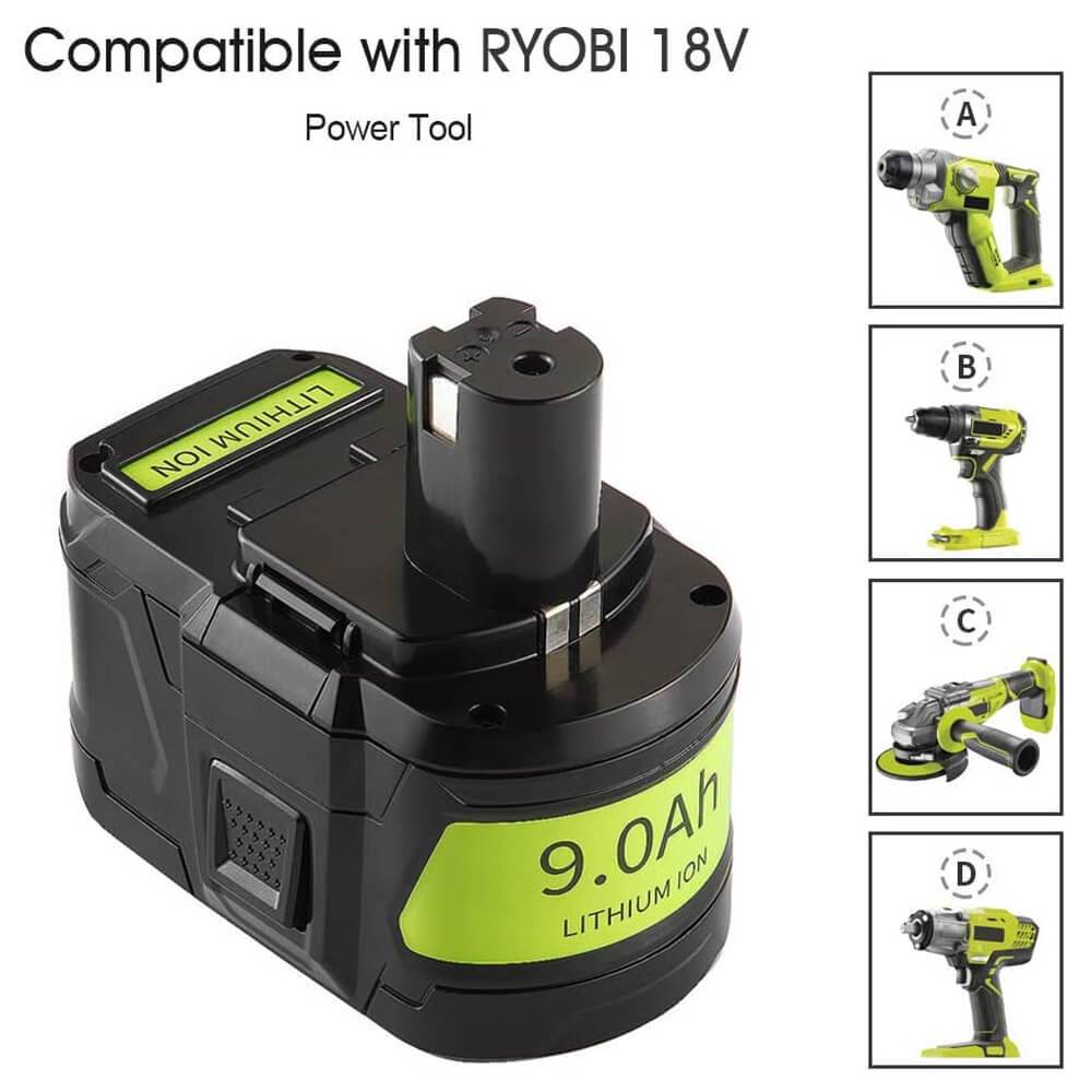 Bonadget 3.0Ah/6.0Ah Replacement Battery for Ryobi 18V Li-Lon Battery for  P108 P102 P104 P105 P107 +12V/14.4V Battery Charger