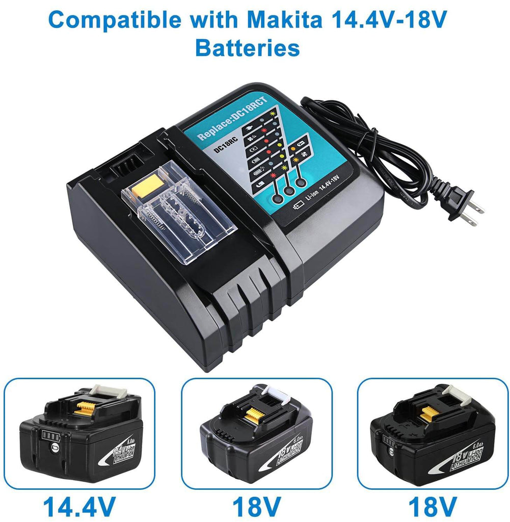 2 Batteries de Remplacement Haute capacité 18V 8000mAh pour Makita + Chargeur  Double Port 6 A pour Makita DC18RD Compatible avec BL1860B BL1860 BL1850B  BL1850 BL1840B avec Batterie d'outils LED. : : Bricolage